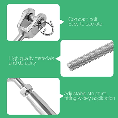 Jamiikury M6 Jaw Jaw Turnbuckle Stainless Steel Jaw And Jaw Turnbuckle, Jaw Jaw Closed Body Marine Turnbuckle Jaw, 3050Lbs Working Load Limit, Durable For Wire Rope Cable #TOP2