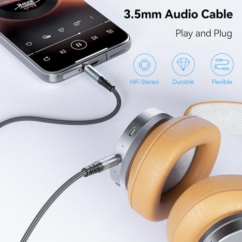 CLAVOOP AUX Cable 10ft, 3.5mm Audio Cable Male to Male Long Aux Cord for Car Auxiliary to Aux Cables Hi-Fi Sound 1/8 Jack Compatible with Stereo Headphones Laptop Smartphone Tablet MP3 TV Switch