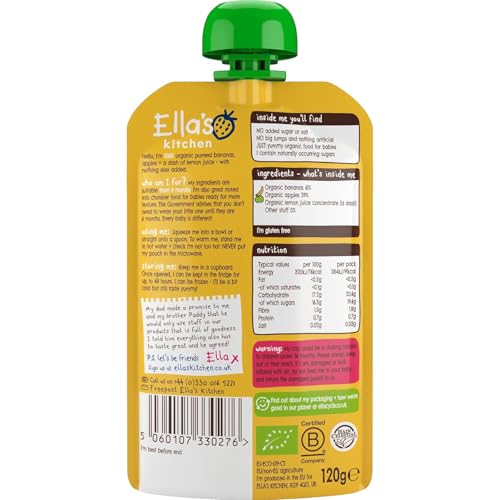 Ella's Kitchen Organic Bananas and Apples, 120g - Image 3