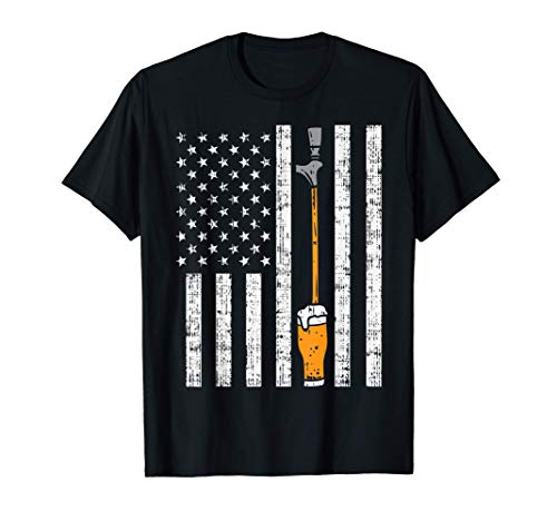 Tap Beer US Flag Fun Draft Draught Fathers Day Men Dad Gift Camiseta