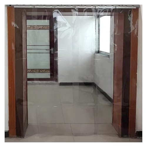 LSSHQ Cortina para Puerta Tiras PVC Cortina Tiras Vinilo Plástico Cortina Exterior Adecuado para Fábricas Supermercados para Evitar El Viento y El Polvo(1.3mm,1.05x2.4m)