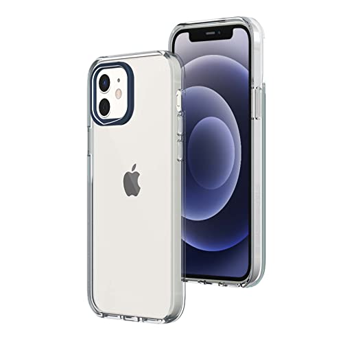 RHINOSHIELD Clear Compatible avec [iPhone 12/12 Pro] | Résiste au jaunissement, Haute Transparence, Coque de Protection Personnalisable Clear - Contour objectifs Photo Bleu Foncé Cover