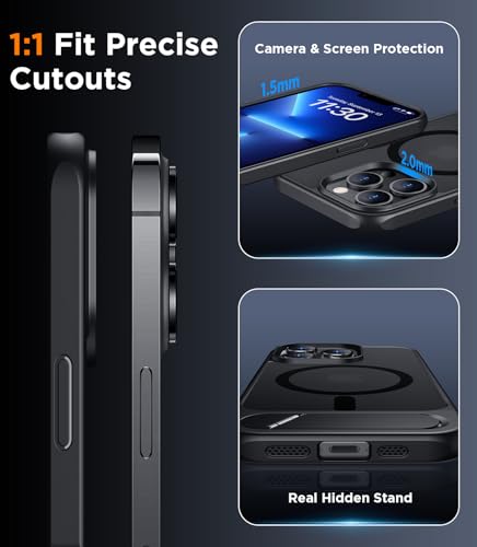Image of Magnetic Compatible with iPhone 13 Pro Max Case, [Built-in Invisible Kickstand][Compatible with MagSafe] [Military Grade Shockproof] Slim Translucent Matte Phone Case for iPhone 13 Pro Max 6.7 inch