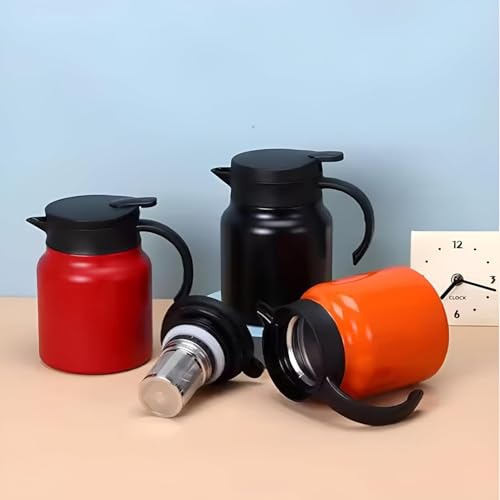Image of Thermal Tea & Coffee Kettle with Infuser | 1000ml Insulated Stainless Steel Carafe, Hot & Cold Beverage Server, Dustproof Vacuum Flask Jug | for Home, Office, Party & Travel