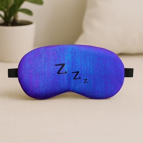 Image of Jenna Sleep Eye Mask with Super Smooth And Adjustable Strap- Super Soft & Cozy, Blindfold and Travelling (Silk ZZZ Blue Gel)