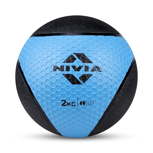 Image of Nivia Pro Medicine Ball for Strength Training, Core Workouts, Endurance Training, Non-Slip Surface, Weight Ball for Crossfit (Sky Blue, 2 KG)