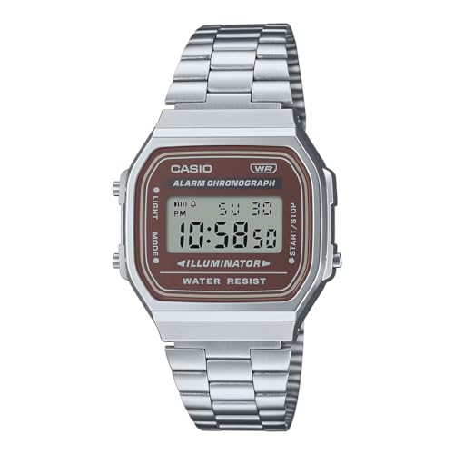 Image of Casio Vintage A168WA-5AYDF Brown Digital Dial Silver Stainless Steel Band D331