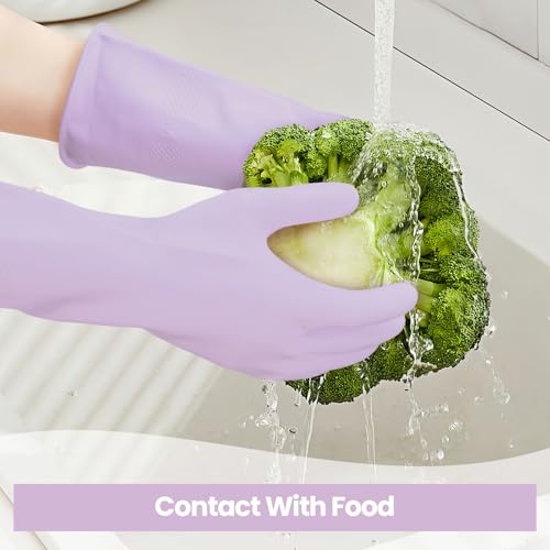 Jsocoah 4 Pairs Rubber Kitchen Dishwashing Gloves, Reusable Waterproof Latex Household Cleaning Gloves, Non-Slip and Flexible for Washing Dishes, Kitchen and Bathroom Cleaning
