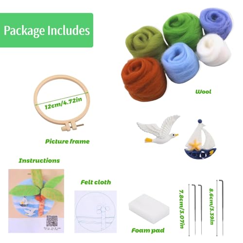 Image of Fazanwey Needle Felt Starter Set,Felting Kits for Beginners Adult Needle Felting Kit Beginner Wool Felting Kit (Seabird)