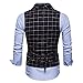 Men's Suit Vest - Spring Autumn Fashion Casual Men Lapel Plaid Double Breasted Formal Business Groomsmen Suit Vest Multiple Pockets Waistcoat,Black,XL