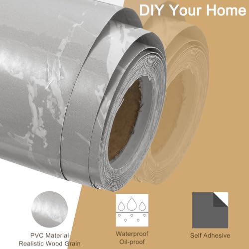 Image of uxcell Wood Grain Tape, 2 inch x33 Ft Self Adhesive Wood Grain Repair Patch for Baseboards, Doors, Floor Repair, Furniture Home Decor Castle Gray