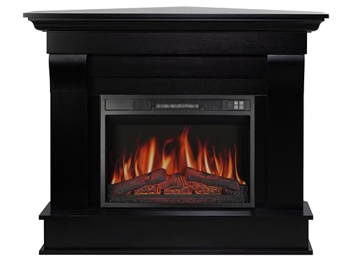ArtiFlame Chimenea eléctrica de esquina de pie con calefacción ALBION AF23S LED Wenge con sonido, 12 modos de calefacción, temporizador, efecto de llama real, 3 niveles de brillo, control remoto
