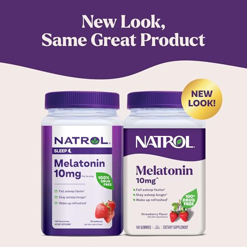 natrol melatonin gummies sleep support for adults melatonin 10 mg 140 strawberry-flavored up to 70 days
