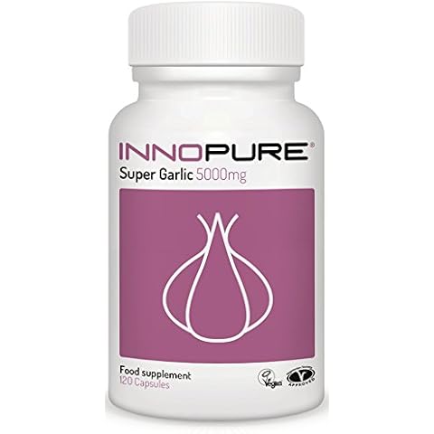 INNOPURE Odourless Garlic Capsules (5000mg) High Strength - Vegetarian Society Certified - Made in The UK (120 Capsules) Cover