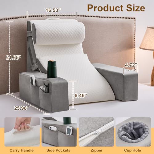 Image of Yojoke Reading Pillow for Bed,Back Pillow for Bed Sitting up with Arms