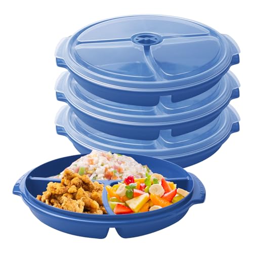 Lot de 3 assiettes à micro-ondes: vaisselle réutilisable sans BPA, boîte de conservation résistante avec 3 compartiments