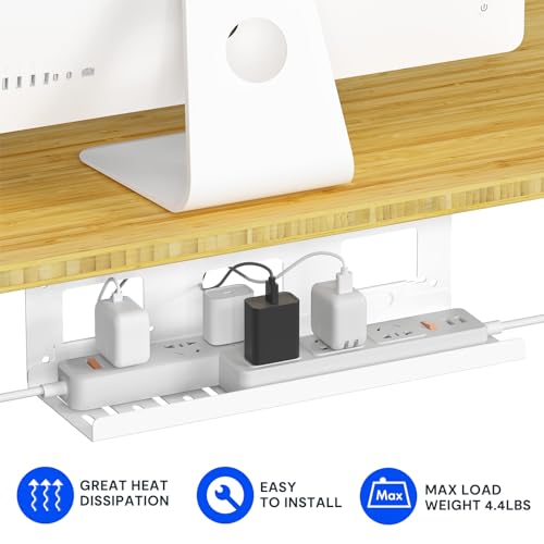 Image of FLEXISPOT Under Desk Cable Management for Office and Home - Standing Desk Metal Raceway Wires Tray (White)