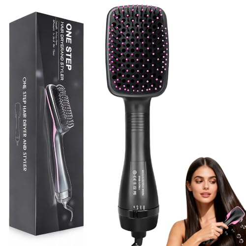 Weciau Hair Dryer Brush, 3 in 1 Wet to Dry Hair Straightener with Negative Ion, 270°F-350°F Hot Air Brush with 3 Heat Settings and Tangle-Free Swivel Cord, Styling Comb for All Hair Types