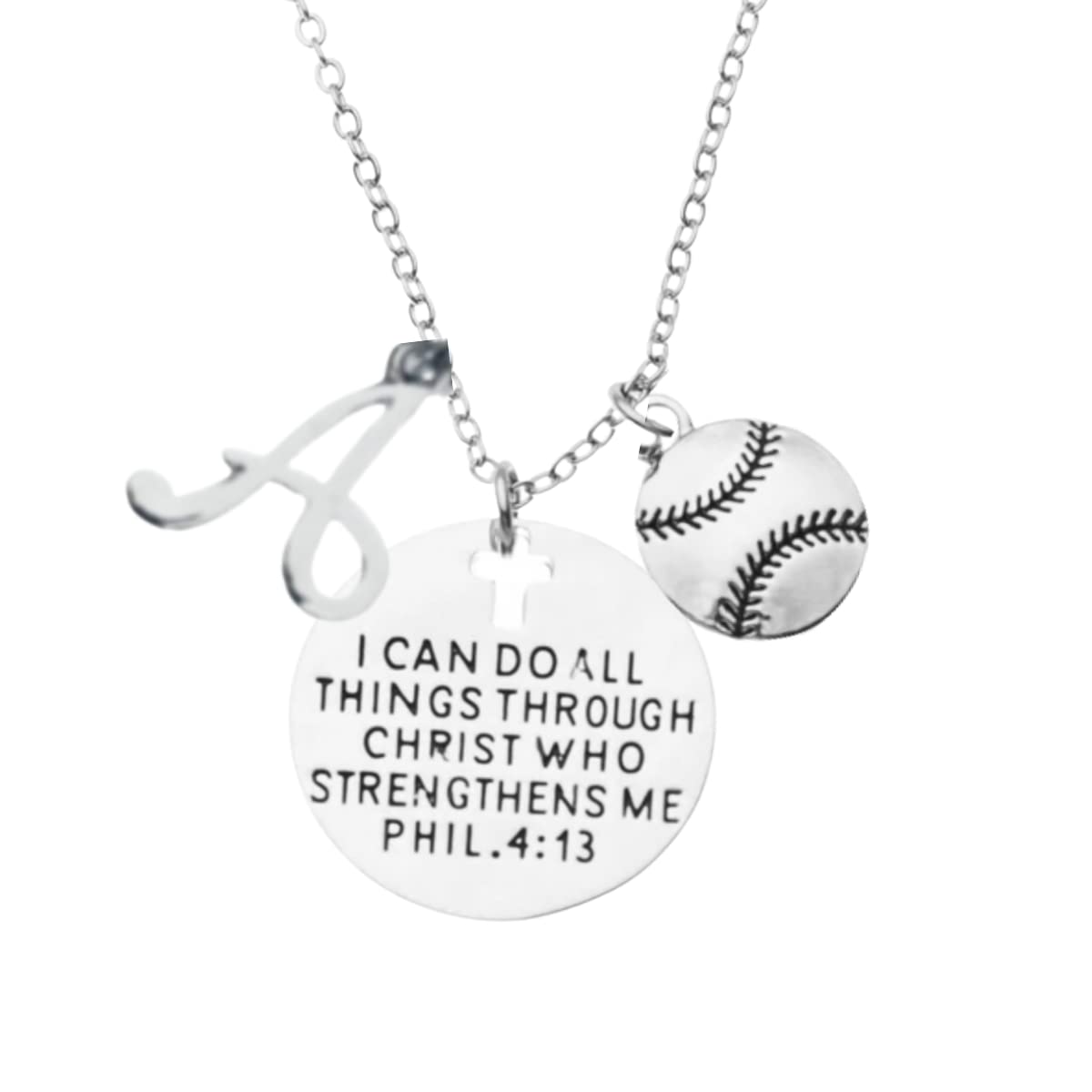 Softball Christian Necklace, Faith I Can Do All Things