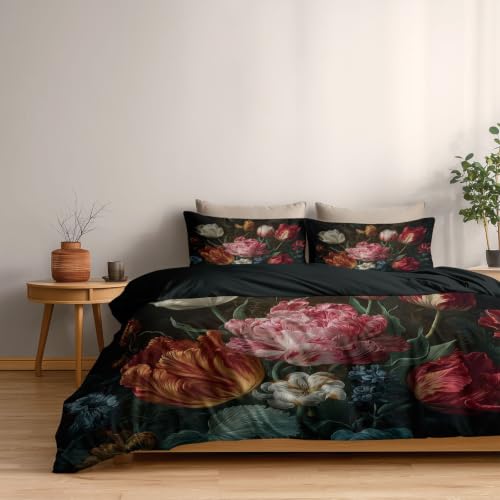 Parure de lit noire tulipe chic en microfibre haut de gamme 90x190 - 4