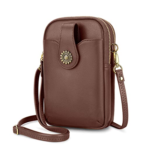 RONSIN Lightweight Small Crossbody bags Cell Phone Purse Travel Pouch Shoulder Bag for Women Adjustable Strap (Coffee Purse)