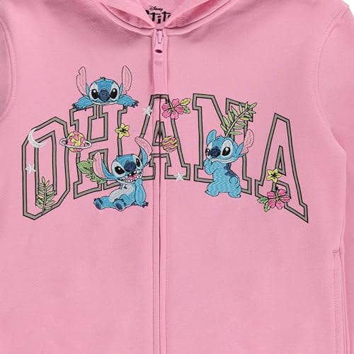 DISNEY Moletom com capuz com zíper Lilo & Stitch para meninas pequenas e grandes tamanhos 4-16, rosa
