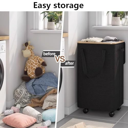 Panier à linge avec couvercle doré pour masquer le désordre 70L