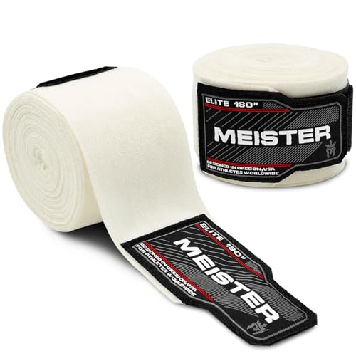 Meister Elite Bende Premium per Mani Adulti da 180" (457 cm) per MMA e Boxe (Coppia) - Avorio Vintage