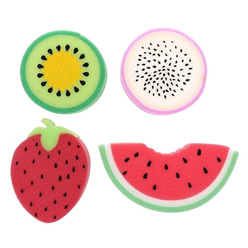 PACKOVE Fruit Shaped Bath Sponge for Kids and Adults 4Pcs Soft Shower Sponges Exfoliating Body Scrubbers Lightweight Bathing Tools for Home and Travel