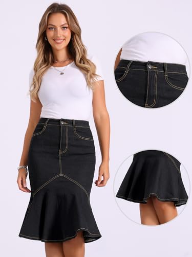 Jupe en jean confortable taille haute pour affiner la taille en douceur