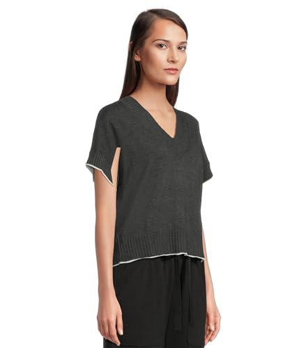 Lilla P Women's Short Sleeve V-Neck Pullover Sweater2