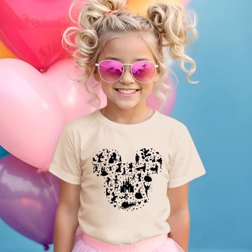 Image of Castle Fairy Shirt for Girls Cute Graphic Tee Kids Toddler Holiday Vacation T Shirts Trip Short Sleeves Summer Tops