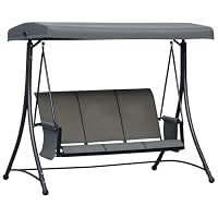 Outsunny 3 Seater Garden Swing Seat Outdoor Swing Chair Charcoal Grey