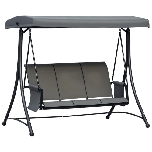 Image of Outsunny 3 Seater Garden Swing Seat Outdoor Swing Chair Charcoal Grey