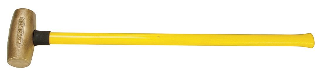 AM8BRFG Sledge Hammer, 8 lb., 32" Brass/Fiberglass, 6" Height, 2.5" Width, 32" Length