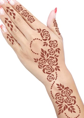 AMRIT 2 Pcs Heena Tatto Stencil for Both Hand Set, India Henna Style, Hand Tattoo Stencil, Design Set for Women & Girls, Temporary Tattoo (AMRIT Stencil XL Pack of 2 02) - Image 2