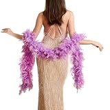 Happy Feather Truthahn-Chandelle-Federboa für Bastelarbeiten, Party, Tanz, Halloween-Dekoration, Hellviolett, 2 m, 80 g