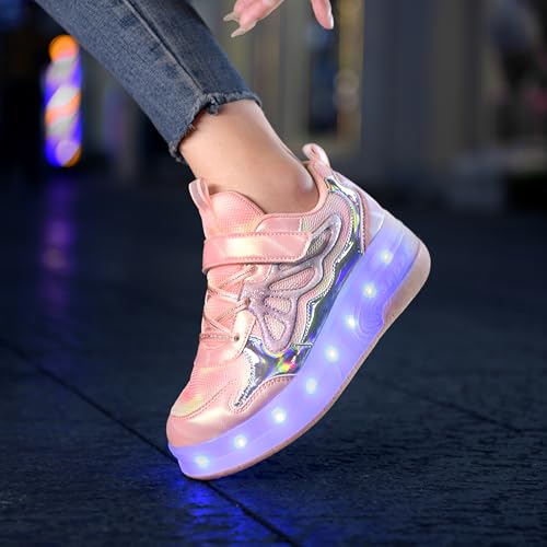 Image of Nsasy Roller Shoes Kids Roller Skates Shoes Girls Boys Wheels Shoes Become Sport Sneaker with Led for Children Gift