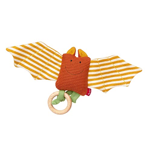 Hochet en tricot avec anneau en bois pour l'éveil de bébé