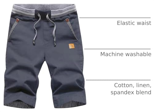 Image of Tansozer Men's Shorts Casual Classic Fit Drawstring Summer Beach Shorts with Elastic Waist and Pockets