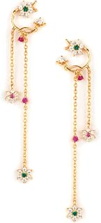 Shaya by Caratlane | 925 Silver|Circle of Life 7 Stone Earrings in Gold Plated | Gifts for Womens & Girls
