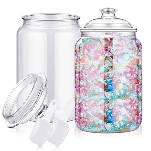 mwellewm 2Pc Candy Jars with Lids&Spoons Plastic Cookie Dispenser Container