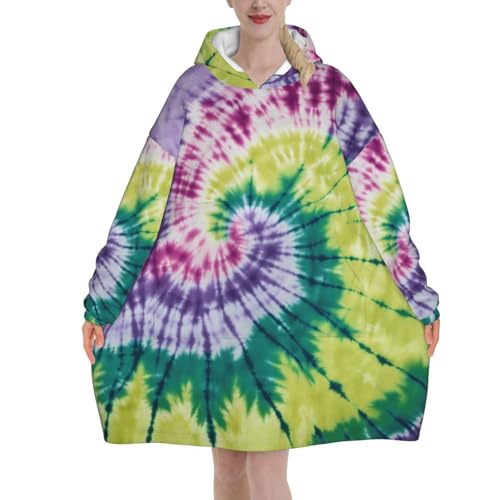Couverture surdimensionnée imprimé tie-dye hippies pour hiver