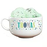 GiftsForYouNow Ceramic Personalized 32 Ounce Colorful Dots Ice Cream Bowl for Kids with Name