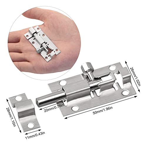 4 Small Bolt Lock, Door Bolt Barrel Sliding Latch Lock with Screws for Bathroom, Pet Doors, Fences, Shed Doors, 50mm