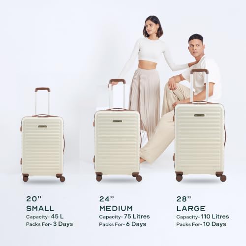 Image of Assembly Stark 28 Inch Large Check-in Trolley Bag Hard Shell Polycarbonate Suitcase with TSA Lock 8 Spinner Wheels Moon White