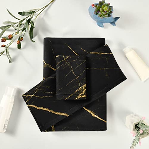 Toallas de baño con textura de mármol negro resistentes a la decoloración 7