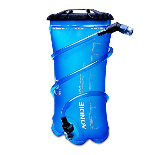 AONIJIE 1.5L/2L/3L Faltbares TPU Wasserbeutel Trinkblase Trinkbeutel mit Schlauch und Mundstück für Marathon Running Wandern (2L)