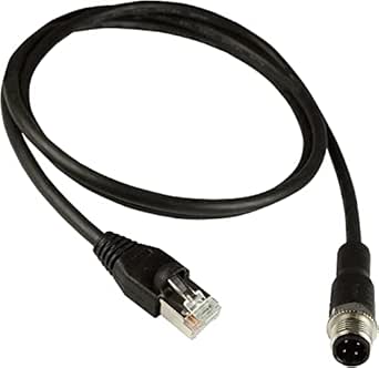 Câble Ethernet Étroit M12 D-Code 4 Broches Vers RJ45 Cat5e - 2m, IP68 - Pour Caméras Industrielles, Robots