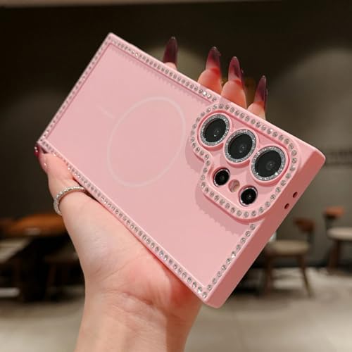 Coque magnétique Samsung S25 Ultra rose antichoc compatible MagSafe